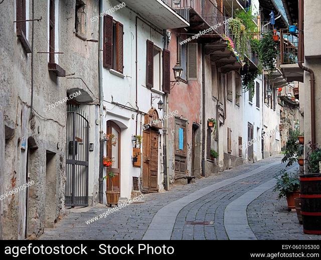 The medieval Village of Donnas along the ancient roman consular road in Donnas, Italy