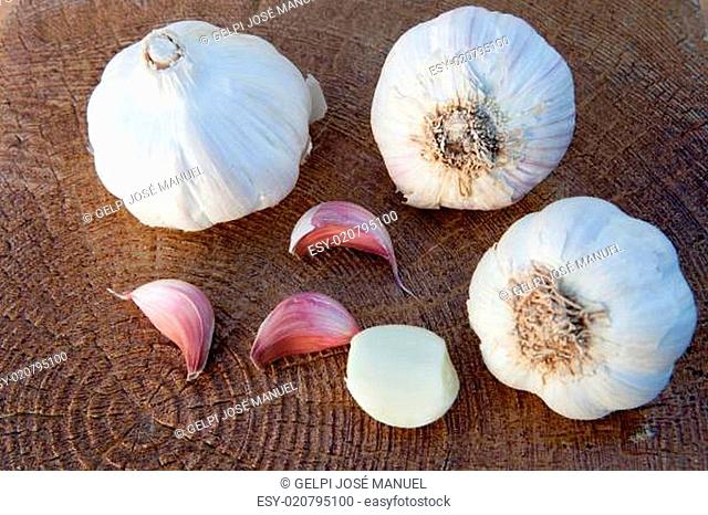Closeup photo of two large garlic