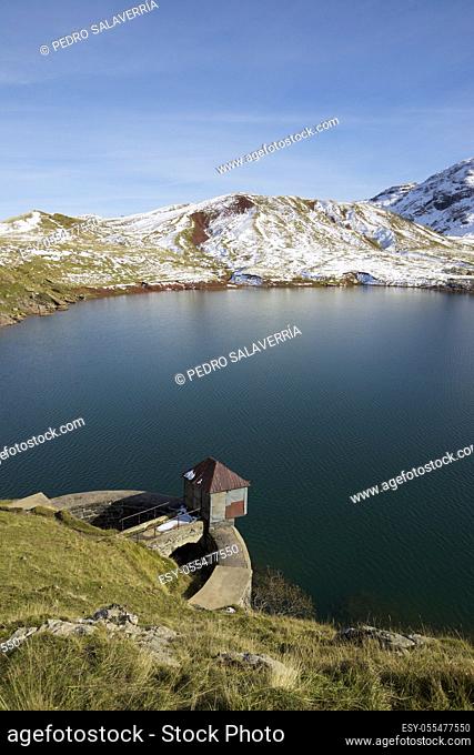 Dam in Estanes lake in Canfranc Valley, Pyrenees in Huesca province, Aragon in Spain