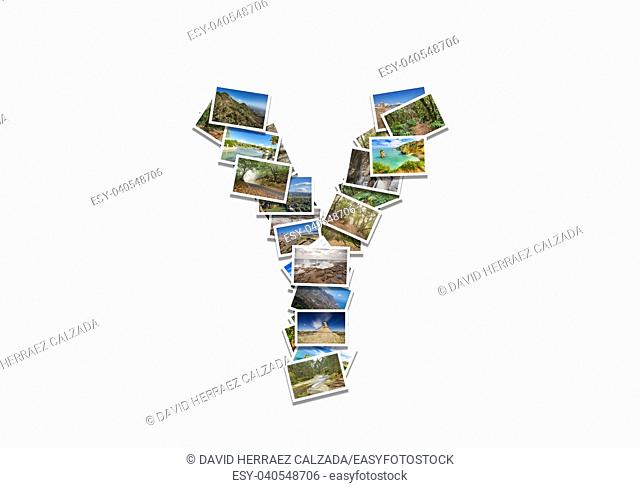 Letter Y uppercase font shape alphabet collage made of my best landscape photographs. Version 1