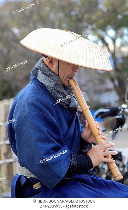 Japan; Kyoto, musician, bamboo flute player,