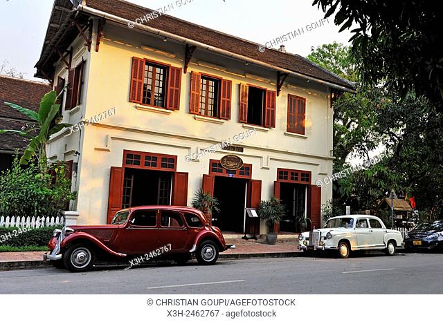 Citroen Traction Avant in front of the 3 Nagas Hotel, Sakkarine Rd, Luang Prabang, northern Laos, Southeast Asia