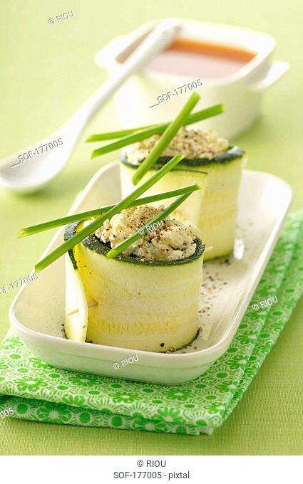 Zucchini and feta rolls
