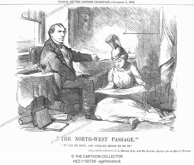 The North-West Passage, 1874. Mr Disraeli, the Conservative Prime Minister, looks thoughtfully into the distance. Charts and maps are spread out around him and...