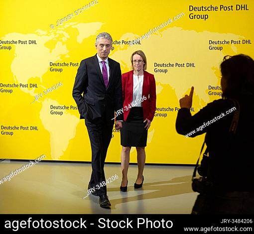 Troisdorf, Germany, March 10, 2020, Deutsche Post DHL Group Annual Press Conference at DHL Innovation Center, CEO Frank Appel and CFO Melanie Kreis
