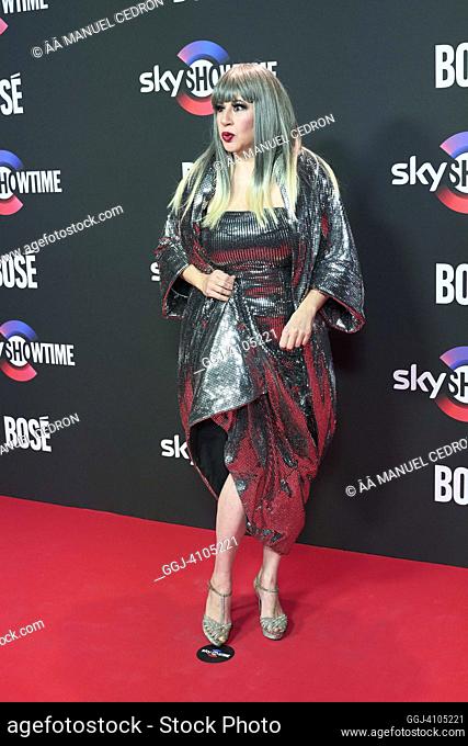 Maria Jose Charro Galan (La Terremoto de Alcorcon) attends 'Bose' Premiere at Domo 360 on March 2, 2023 in Madrid, Spain