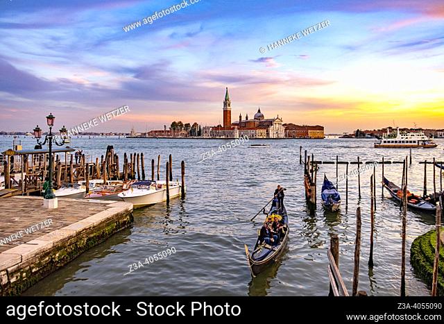 Sunset in romantic Venice, Italy, Europe