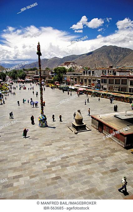 Barkhor square with Potala palace, Lhasa, Tibet