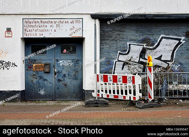 Krefeld, North Rhine-Westphalia, Germany - Empty run-down building with graffiti