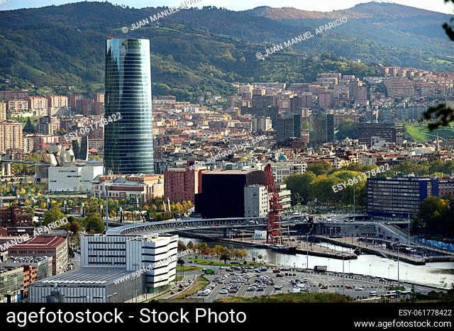Aereal View of Bilbao City, Biscay, Basque Country, Spain