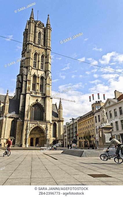 St. Bavo's Cathedral, Sint-Baafsplein Square, Ghent, Belgium, Europe