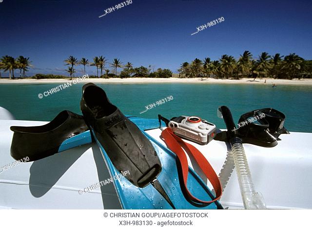diving equipment, Mayreau, Grenadines islands, Saint Vincent and the Grenadines, Winward Islands, Lesser Antilles, Caribbean Sea