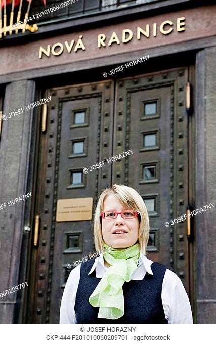 Petra KOLINSKA, leader of the Green Party in municipal elections 2010 in Prague, pictured in front of Prague Municipal House on Wednesday, September 29