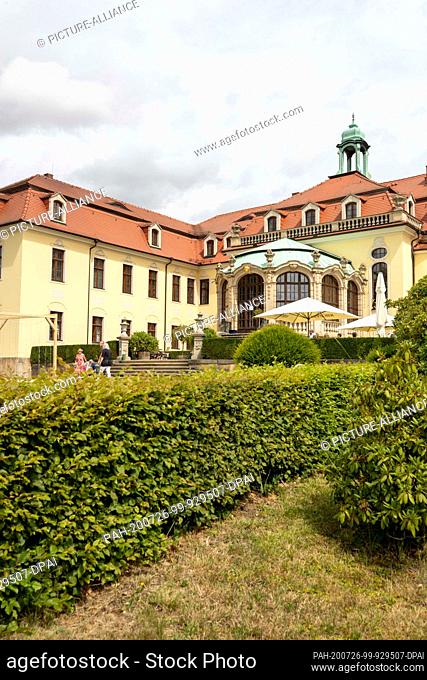26 July 2020, Saxony, Meißen: Proschwitz Castle on the day of the open baroque castle. The neo-baroque style palace opened its doors to visitors and a wine