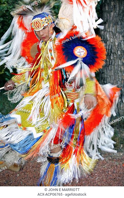 Men's Fancy Dance, Blackfoot - Blood First Nations Dancer Plains Indians, Alberta, Canada