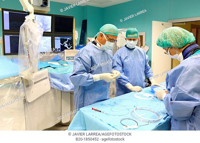 Surgery preparation, Planification, Interventional Neuroradiology, Operating Theatre, Radiology Department, Donostia Hospital, San Sebastian, Donostia, Gipuzkoa