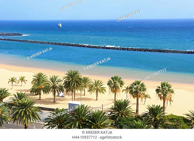 Tenerife, Teneriffa, Canaries, Canary islands, isles, Spain, Spanish, Europe, Teresitas, palm beach, palm beaches, sand beach, sand beaches, beach, seashore