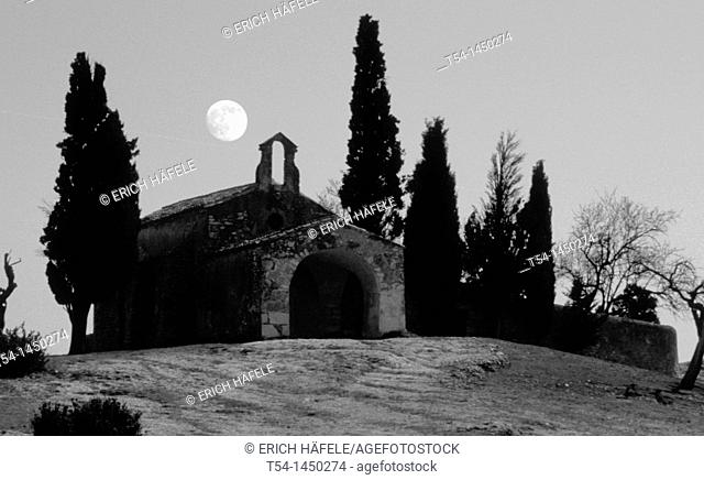 Old Chapel in South France in a Fullmoon night