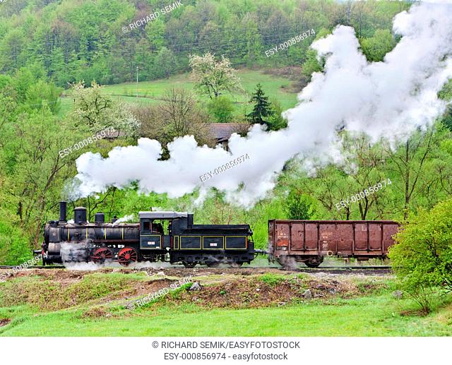 steam freight train 126 014, Resavica, Serbia