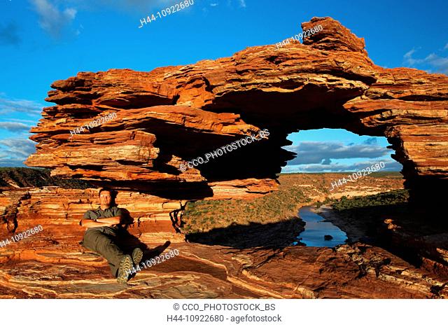 Natures Window, Kalbarri, National, park, western Australia, west coast, coast, landmark, Australia, view, window, gulch, red sand, sand, red, stone, white