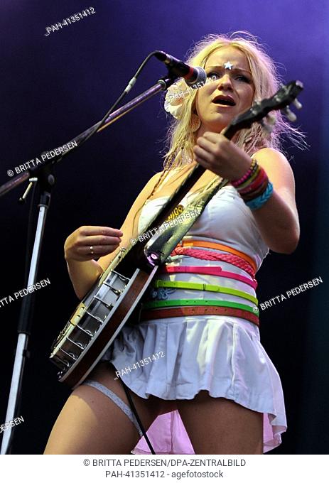 Singer Solveig Heilo of the Norwegian band Katzenjammer is pictured on a stage of the Greenville Festival in Paaren im Glien, Germany, 27 July 2013