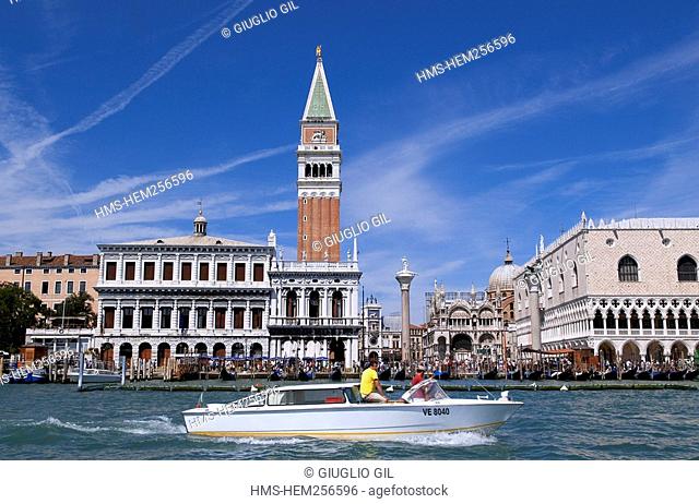 Italy, Venezia, Venice, listed as World Heritage by UNESCO, Piazza San Marco St Mark's Square seen from the Grand Canal bassin