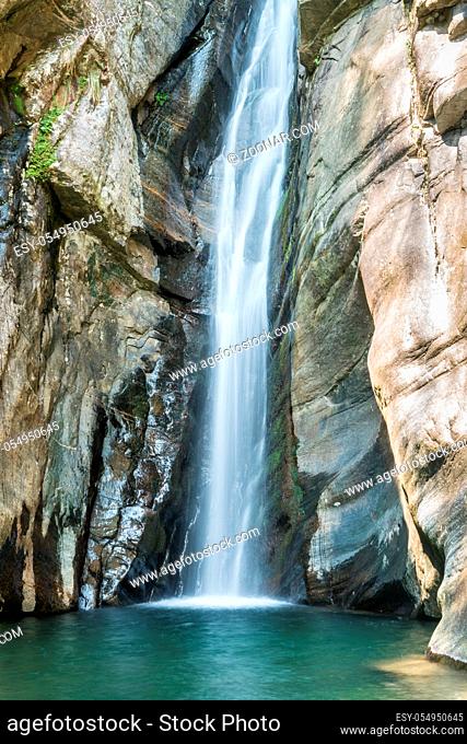 cascade and rock closeup, beautiful natural scene