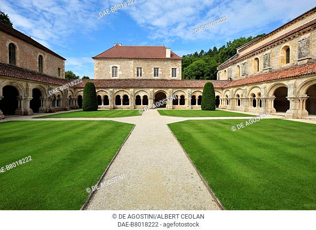 Cloister of Fontenay Abbey (UNESCO World Heritage Site, 1981, 2007), Montbard, Burgundy-Franche-Comte, France, 12th century