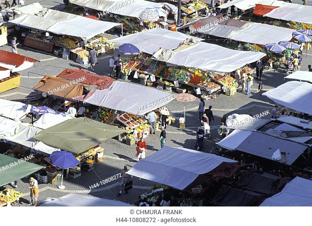 fruit, Hotorget Market, purchase, Market, overview, passersby, people, roofs, shopping, states, Stockholm, Sweden, E