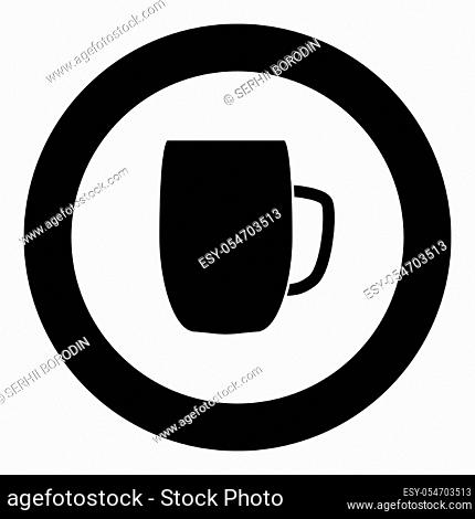 Beer mug icon black color in circle vector illustration isolated
