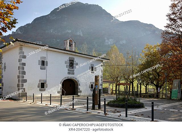 Larraitz Hermitage and Txindoki Mountain, Abaltzisketa, Tolosaldea, Gipuzkoa, Guipuzcoa, Basque Country, Spain