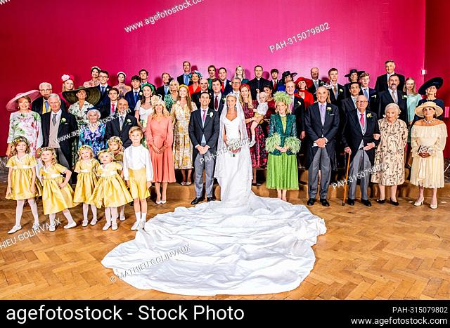 official foto in Brussel, on September 10, 2022, of the wedding from Princess Maria Laura of Belgium and William Isvy, Princess Astrid and Prince Lorenz of...