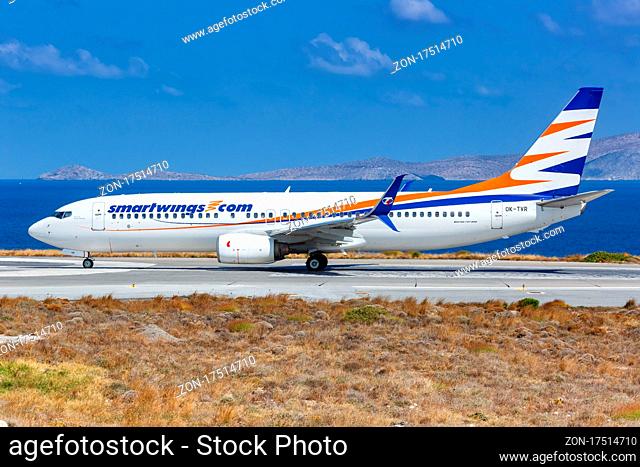 Heraklion, Griechenland - 15. September 2018: Eine Boeing 737-800 der Smartwings mit dem Kennzeichen OK-TVR auf dem Flughafen Heraklion (HER) in Griechenland