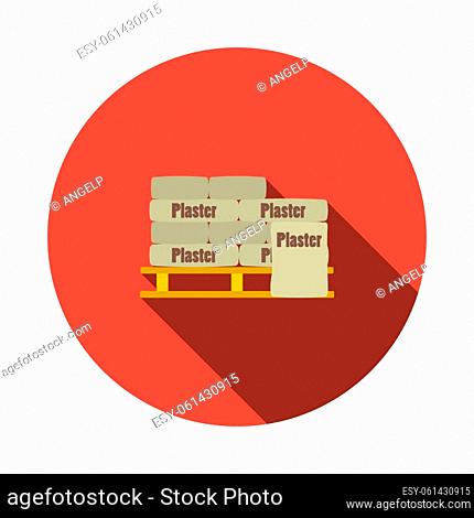 Palette with plaster bags icon. Flat color design. Vector illustration