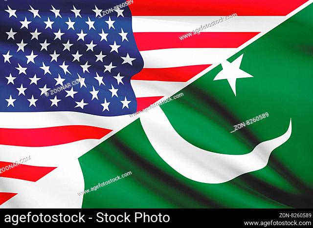 USA and Pakistani flag. Part of a series