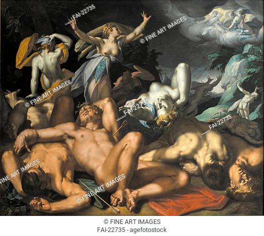 Apollo and Diana Punishing Niobe by Killing her Children. Bloemaert, Abraham (1566-1651). Oil on canvas. Baroque. 1591. Holland