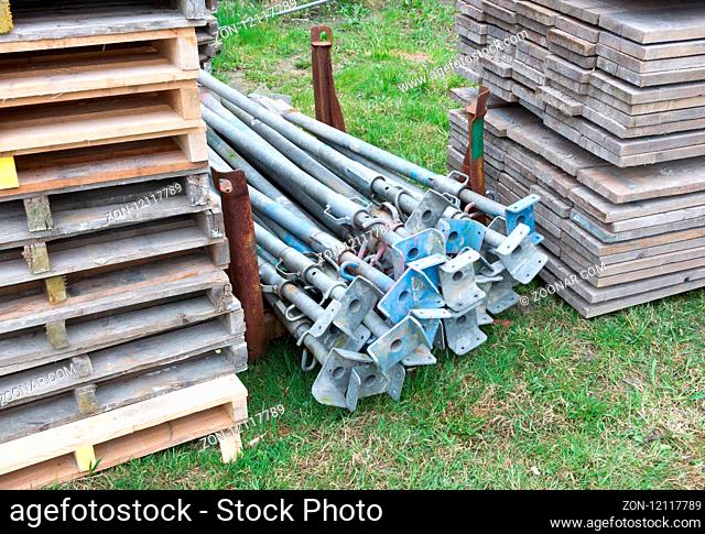 Building site with house under construction - Building materials