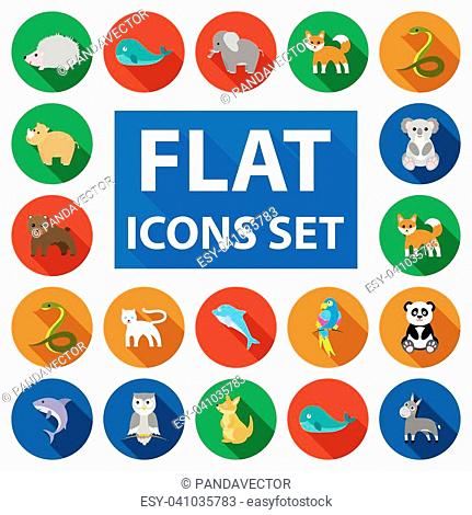 An unrealistic animal flat icons in set collection for design. Toy animals vector symbol stock illustration