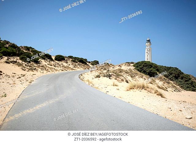 Road to Trafalgar Lighthouse in Cadiz, Spain