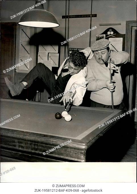Dec. 12, 1958 - Darry Cowl as a Billard Champion.: The very famous French actor, Darry Cowl will be starring in Jean Boyer's next Film ' L' Increvable ' ' The...