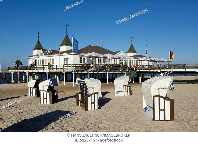 Pier, Ahlbeck, Usedom island, Baltic Coast, Mecklenburg-Western Pomerania, Germany, Europe