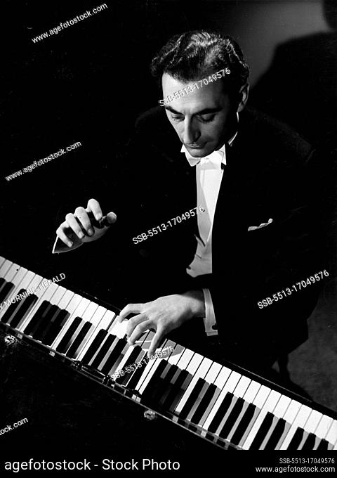 Stern, intense, Isador Goodman's in Classical mood plays Beethoven's Appassionata. March 15, 1953