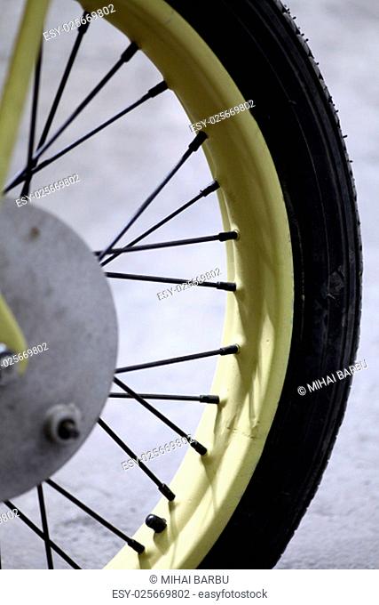 Color close up of a motorcycle wheel