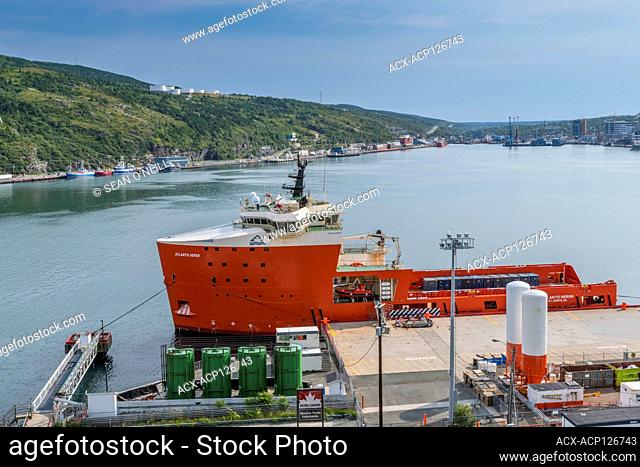 Atlantic Heron offshore supply ship docked in St. John's, Newfoundland, Canada, Summer 2018