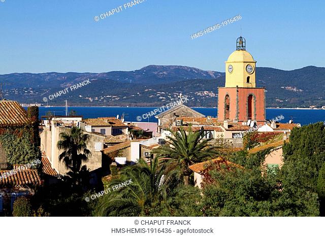 France, Var, Saint Tropez, Notre Dame de l'Assomption parish church seen from the citadel