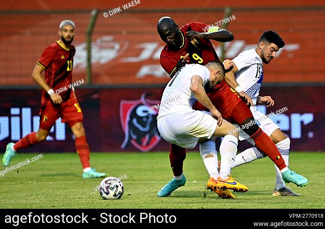 Belgium's captain Romelu Lukaku pictured in action during a friendly game of the Belgian national soccer team Red Devils and Greece national team, in Brussels