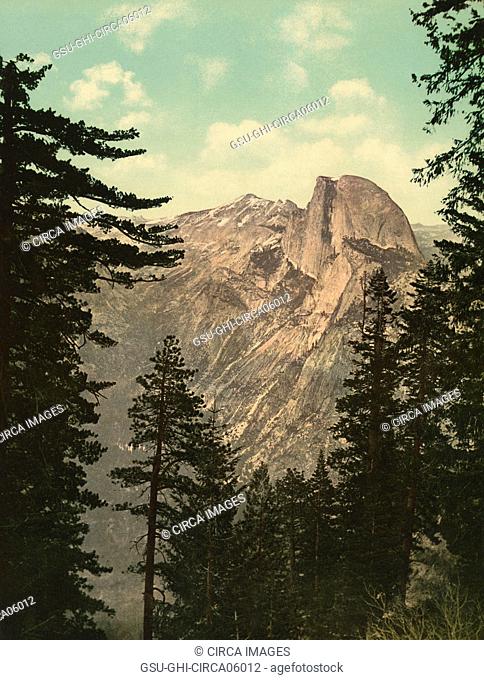 Half Dome, Yosemite Valley, California, USA, Photochrome Print, Detroit Publishing Company, 1898