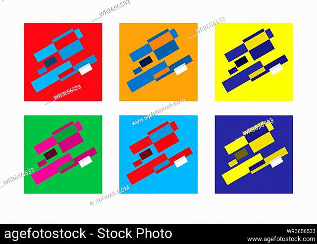 Abstract geometric modern versicolored combinations, flat background, vector set