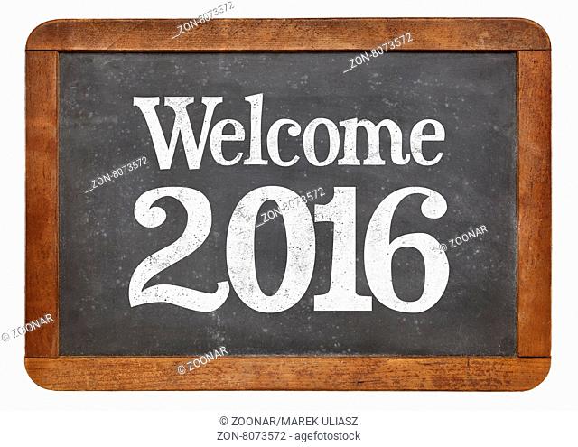 Welcome 2016 - New Year concept on a vintage slate blackboard