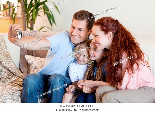 Father taking family photography